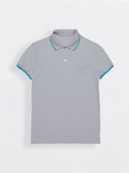 DIWARI Футболка-поло с контрастной отделкой MD 944 ash grey