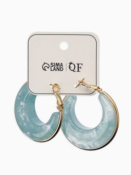 Серьги-кольца акрил «Тренд», голубые в золоте