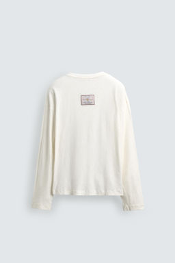 CAMISETA CUELLO PANADERO ALGOD?N - LINO / Blanco roto - Zara фото 8