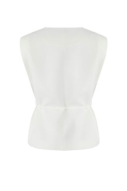 Beyaz Ince Kusakl? Kruvaze Kapama Dokuma Yelek TWOAW26YE00024 - Trendyolmilla фото 6