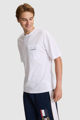 Erkek Beyaz Comfort Fit Bisiklet Yaka Ti__rt
