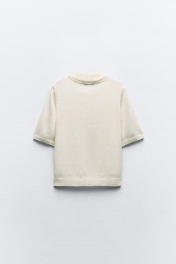 PLAIN KNIT POLO COLLAR TOP - Zara фото 7