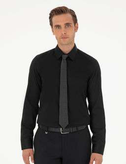 Рубашка Pierre Cardin Slim Fit черная с длинным рукавом