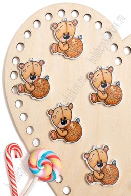 Кабошон-вырубка "Мишка с игрушкой" 3*3,7 см (10 шт) SF-5787
