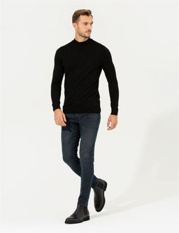 Siyah Slim Fit Bal_k__ Yaka Triko Kazak - Pierre cardin фото 4