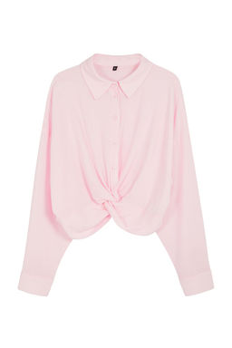 Pembe Dugum Detayl? Crop Dokuma Bluz TWOSS23BZ00442 - Trendyolmilla фото 6