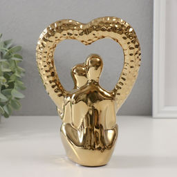 Фигурка керамика Абстракция. Влюблённые с сердцем, золото, 13?7?18.5 см