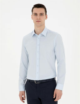A__k Mavi Slim Fit Uzun Kollu G_mlek