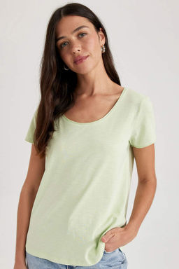 Regular Fit Bisiklet Yaka Basic K?sa Kollu Tisort - Defacto фото 3