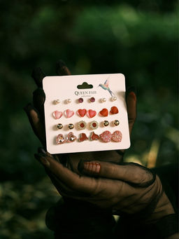 Серьги пусеты 12 пар «Сердечки» свидание, миксы