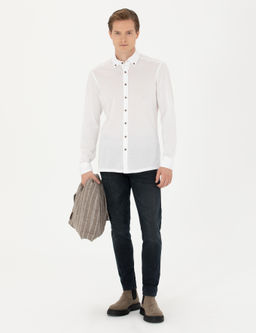 Beyaz Slim Fit Uzun Kollu G_mlek