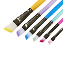 Набор кистей для рисования, синтетика, 6 штук: № 2, 4, 6, 8, 10.12, плоские, скошенные, с цветными ручками, международный размер