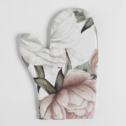 Прихватка-варежка Этель. Пионы, 20?27 см, белая, двухсторонняя