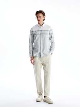 Regular Fit Uzun Kollu ?izgili Erkek Dokulu G?mlek