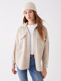 D?z Uzun Kollu Kad?n Oduncu G?mlek Ceket