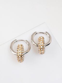 Серьги со съёмным элементом Трансформер круги, цвет серебро с золотом