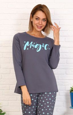 Кофта, футер с начёсом, принт Magic, бирюзовый (685к-2)