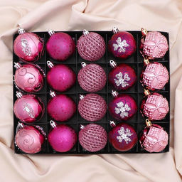 Ёлочные игрушки Лаурен узоры, шары новогодние, d=6 см, набор 20 шт., МИКС