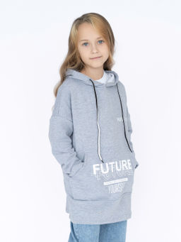 Толстовка детская с капюшоном серая Future