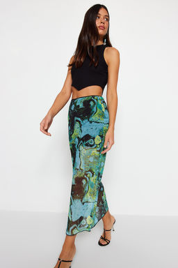 TRENDYOLMILLA Turuncu Desenli Maxi Boy Dantel Detayl? Tul Esnek Orme Etek TWOSS23ET00369  фото 9