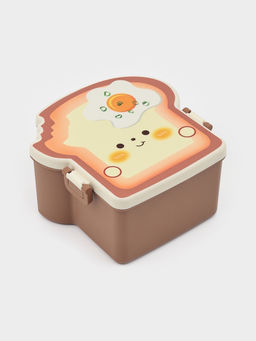 Ланч-бокс "Завтрак", 3 отделения, вилка и ложка, размер 16х15,5х8 см, цвет коричневый