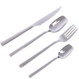Набор столовых приборов "SANLI" 16шт (4ножа, 4вилки, 4ст.ложки, 4ч.ложки), цвет серебро, прямой