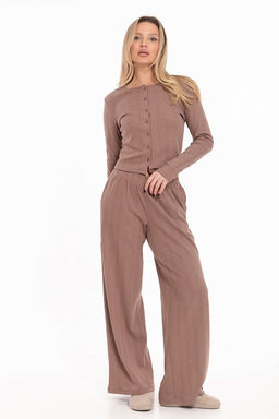 Брюки свободные из рибаны М325432к кофейный