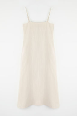 Trendyolmilla Bej %100 Keten Basic Midi Elbise TWOSS25EL00606  фото 13