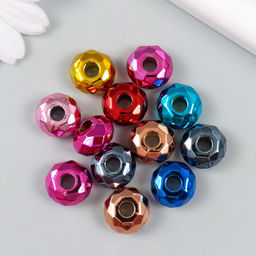 Цена за 12 шт. Бусина для творчества пластик «Шарик металлик глянцевые грани», 1.4×1.4×0.8 см, МИКС