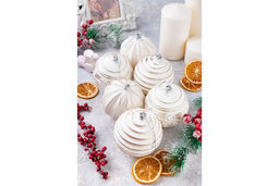 Набор 6 новогодних шаров 9,5*9,5 см Винтаж шампань с эффектом старины - Elan gallery фото 13