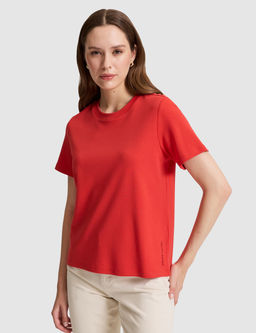K_rm_z_ Regular Fit Bisiklet Yaka Basic Ti__rt