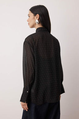 Siyah Tas Bask?l? Baglamal? Astars?z S?k Party Y?lbas? Bluz TPRAW26BZ00053 - Trendyolmilla фото 4