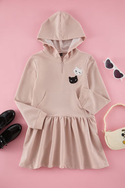 Pudra K?z Cocuk Regular Animal Orme Elbise TKDAW25EL00014