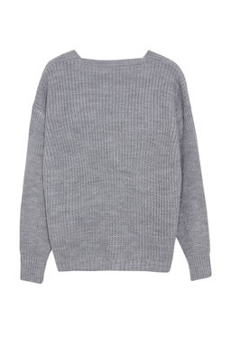 Gri Basic V Yaka Triko H?rka TWOAW24HI00383