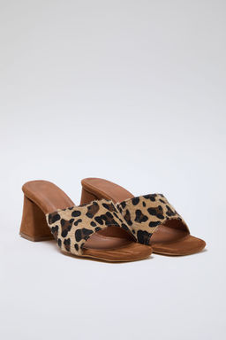 Trendyol Shoes Leopar Desenli Blok Topuklu Kahverengi Kad?n Topuklu Terlik TAKSS25TO00000 - Trendyolmilla фото 3