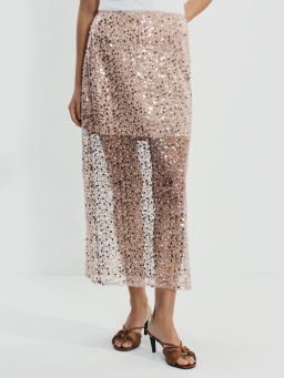 Двухслойная юбка миди c пайетками / Zarina