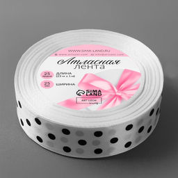 Лента атласная «Горошек», 25 мм, 23±1 м, белая №001