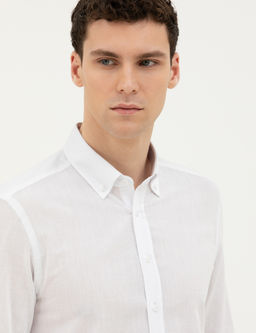 Beyaz Slim Fit Uzun Kollu G_mlek