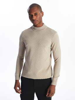 Yar?m Bal?k?? Yaka Uzun Kollu Erkek Triko Kazak