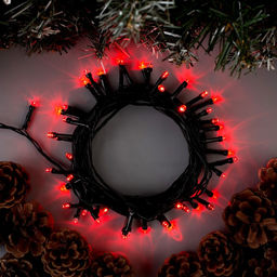 Гирлянда Нить 5 м, IP20, тёмная нить, 50 LED, 8 режимов, 220 В, свечение красное