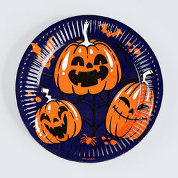 Цена за 10 шт. Тарелка одноразовая бумажная «Хэллоуин», тыква, 18 см