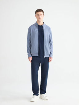 Rahat Kal?p Dik Yaka Erkek Fermuarl? Sweatshirt