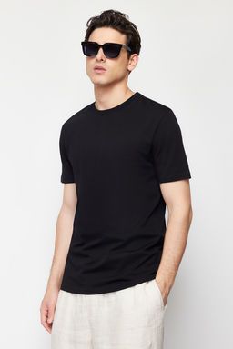 Siyah Regular/Normal Kesim Yaz? Bask?l? Nak?sl? %100 Pamuklu K?sa Kol T-Shirt TMNSS24TS00133 - Trendyolmilla фото 3