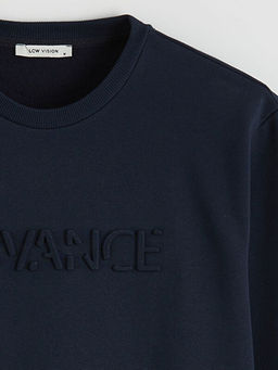 Bisiklet Yaka Bask?l? Erkek Sweatshirt