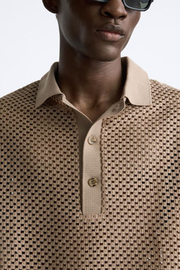 TEXTURED OPENWORK POLO SHIRT - Zara фото 5