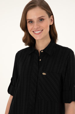 Женское черное тканое платье Неожиданная скидка в корзине - U.s. polo assn фото 2