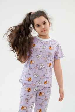 Пижама подростковая из футболки и брюк из кулирки Фламинго