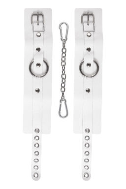Оковы Pecado BDSM, мягкие с люверсами, натуральная кожа, белые