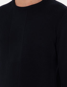 Lacivert Slim Fit Bisiklet Yaka Y_n Kar___ml_ Triko Kazak - Pierre cardin фото 7
