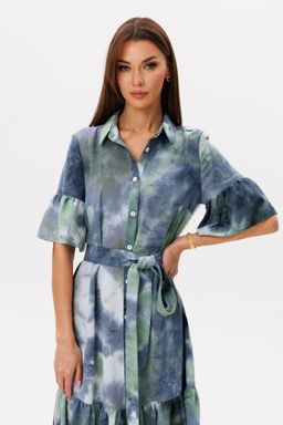 Платье Lars Style 1108 изумрудный мульти-принт